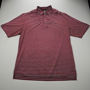FootJoy FJ Mens XXL Golf Polo Shirt Red White Navy Blue Striped Short Sleeve